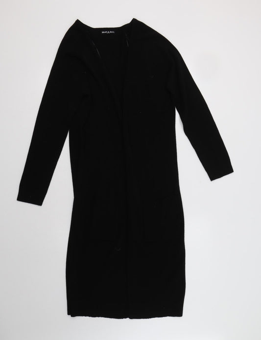 Heart & Soul Womens Black V-Neck Acrylic Cardigan Jumper Size M