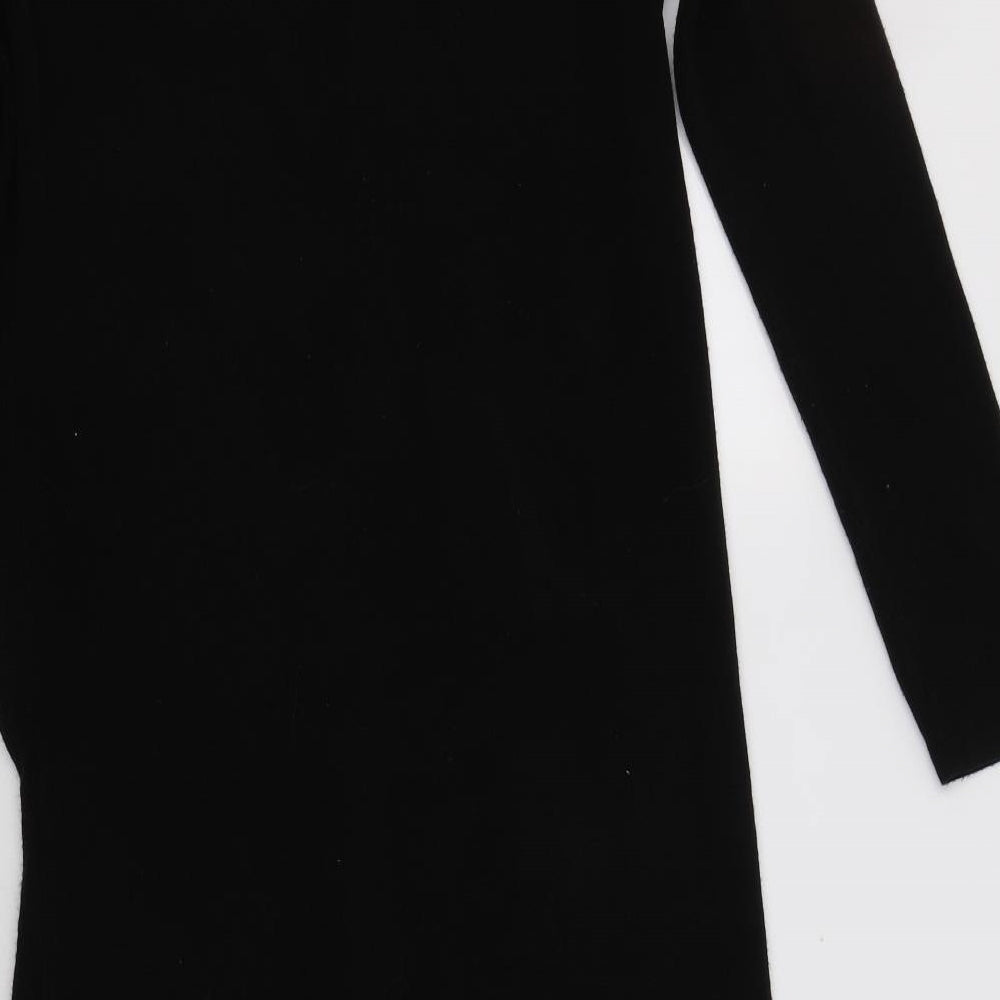 Brand and care label for Heart & Soul women’s black v-neck acrylic cardigan jumper, size M