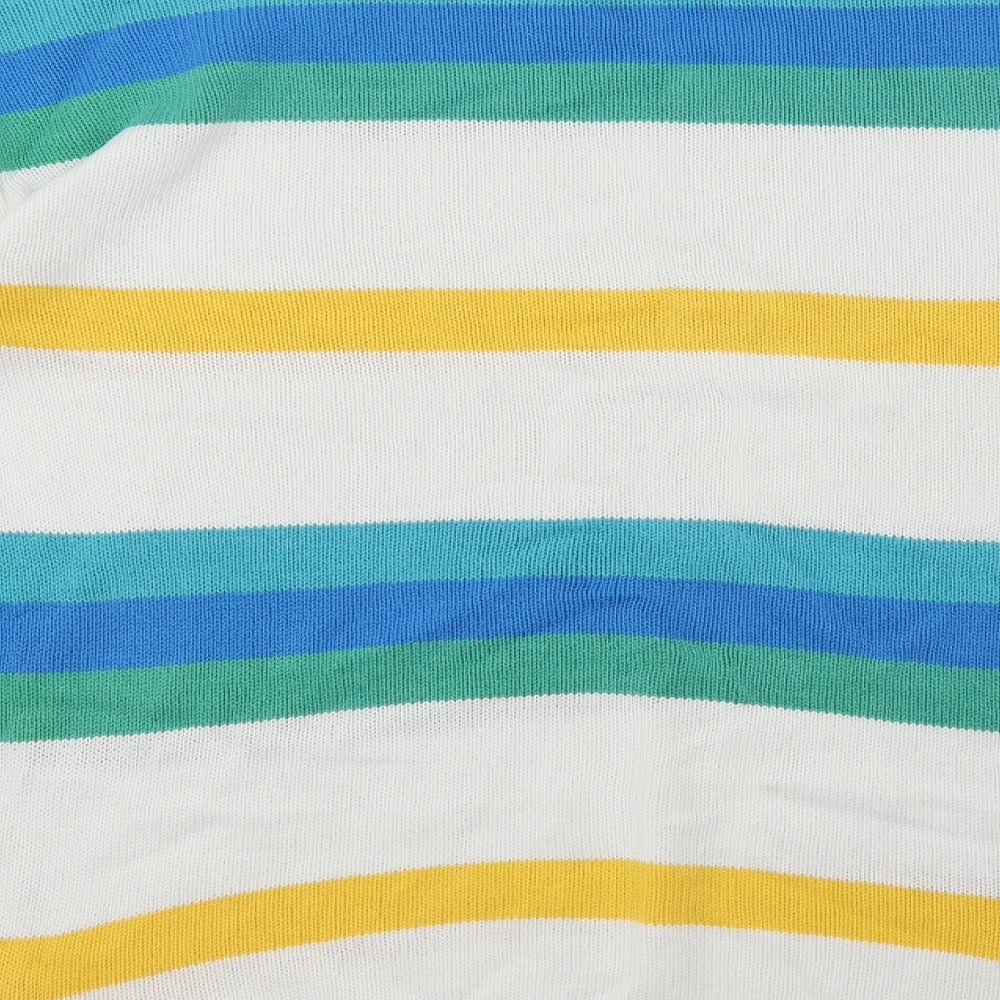 BHS Womens Multicoloured Crew Neck Striped Cotton Pullover Jumper Size 12