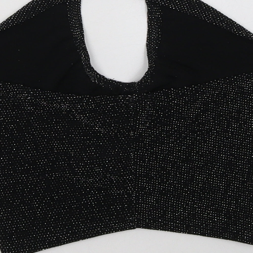 Womens UK Size 4 PRETTYLITTLETHING Black Cropped Tank
