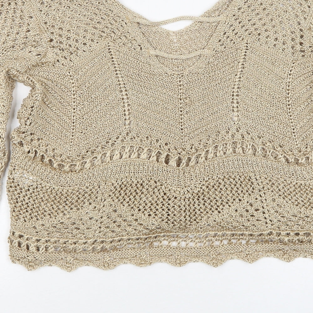 Womens UK Size 14 River Island Gold Pullover Jumper