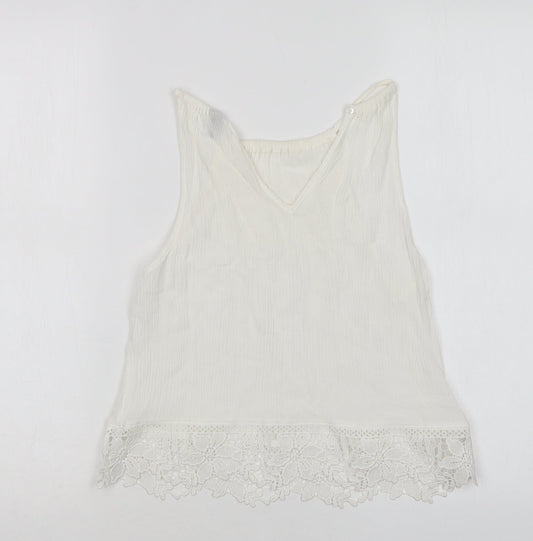 H&M Womens White Basic Blouse Size 4 Round Neck