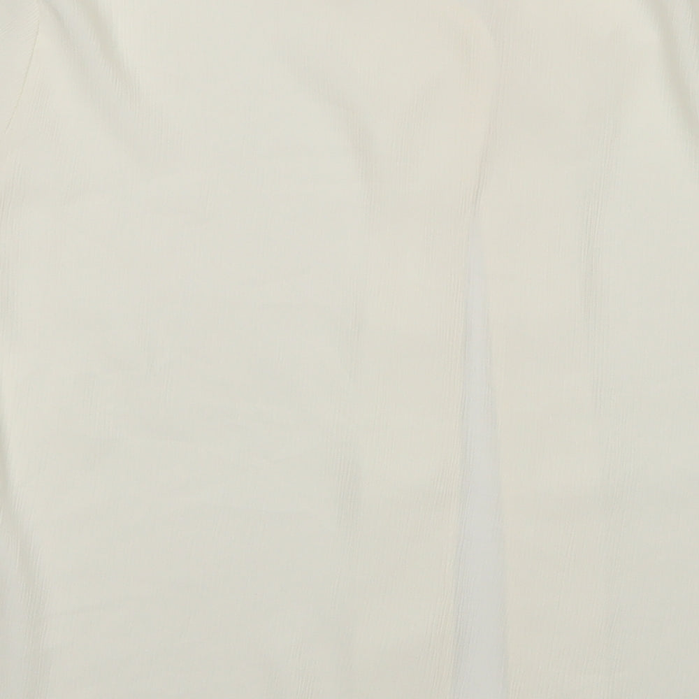 Brand and care label for Berkertex women’s ivory polyester basic button-up, size UK 18, round neck
