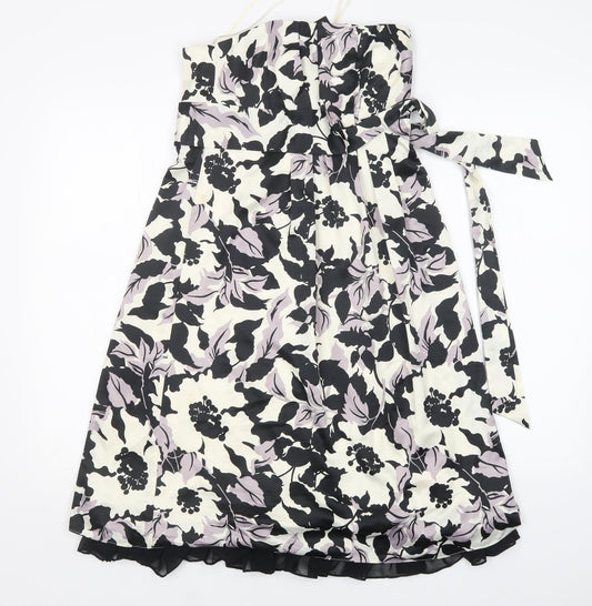 Additional front view of DEFINITIONS women’s multicoloured floral polyester a-line, size UK 8, off the shoulder