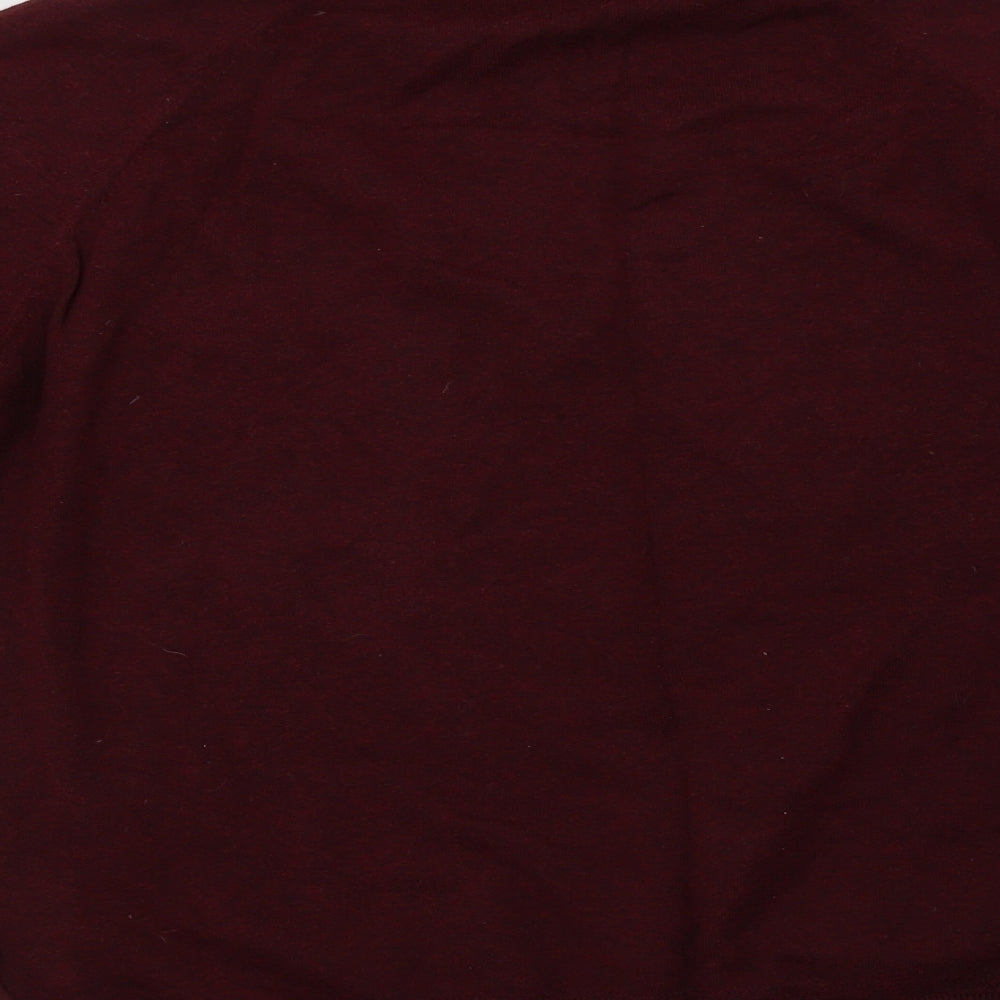 Brand and care label for Burton men’s purple crew neck cotton jumper, size L