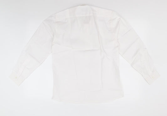 westex Mens White Polyester Button-Up Collared
