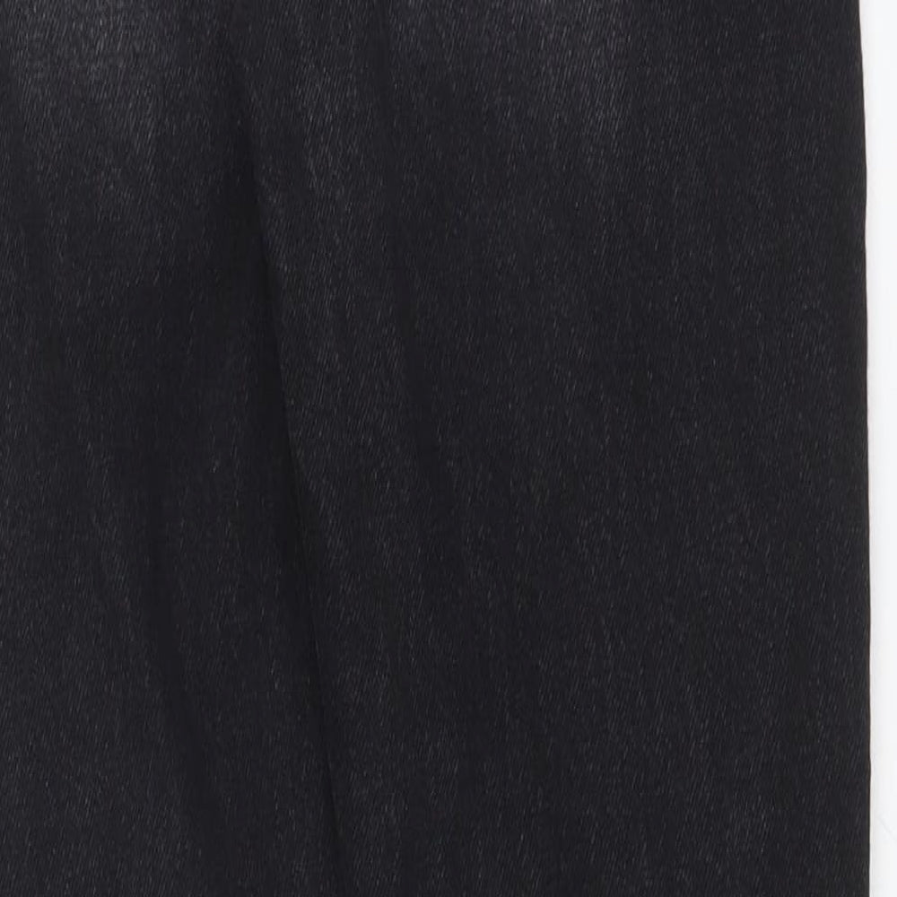 Brand and care label for DENIM CO women’s black cotton straight jeans, size UK 6, 27-inch leg regular