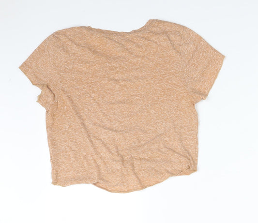 Primark Womens Orange Polyester Basic T-Shirt Size XS Crew Neck