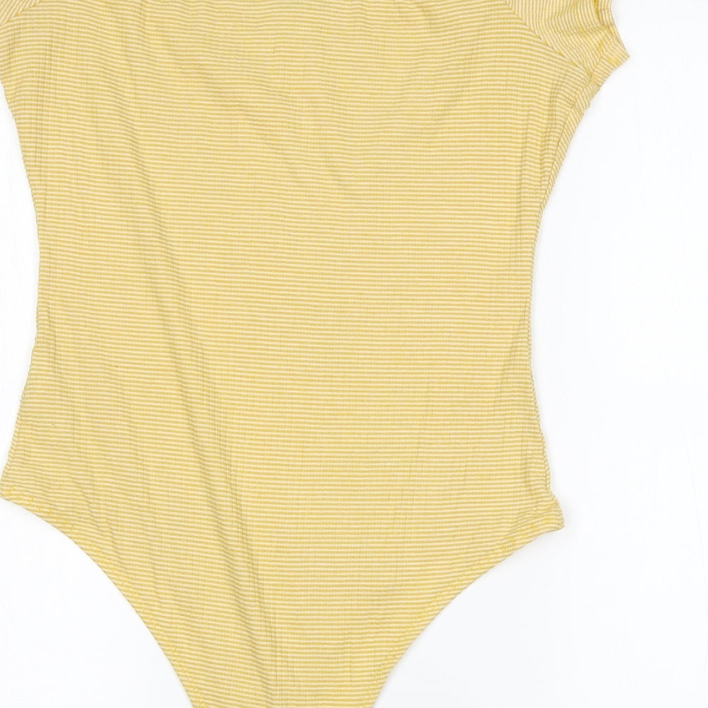 Primark Womens Yellow Check Polyester Bodysuit One-Piece Size M