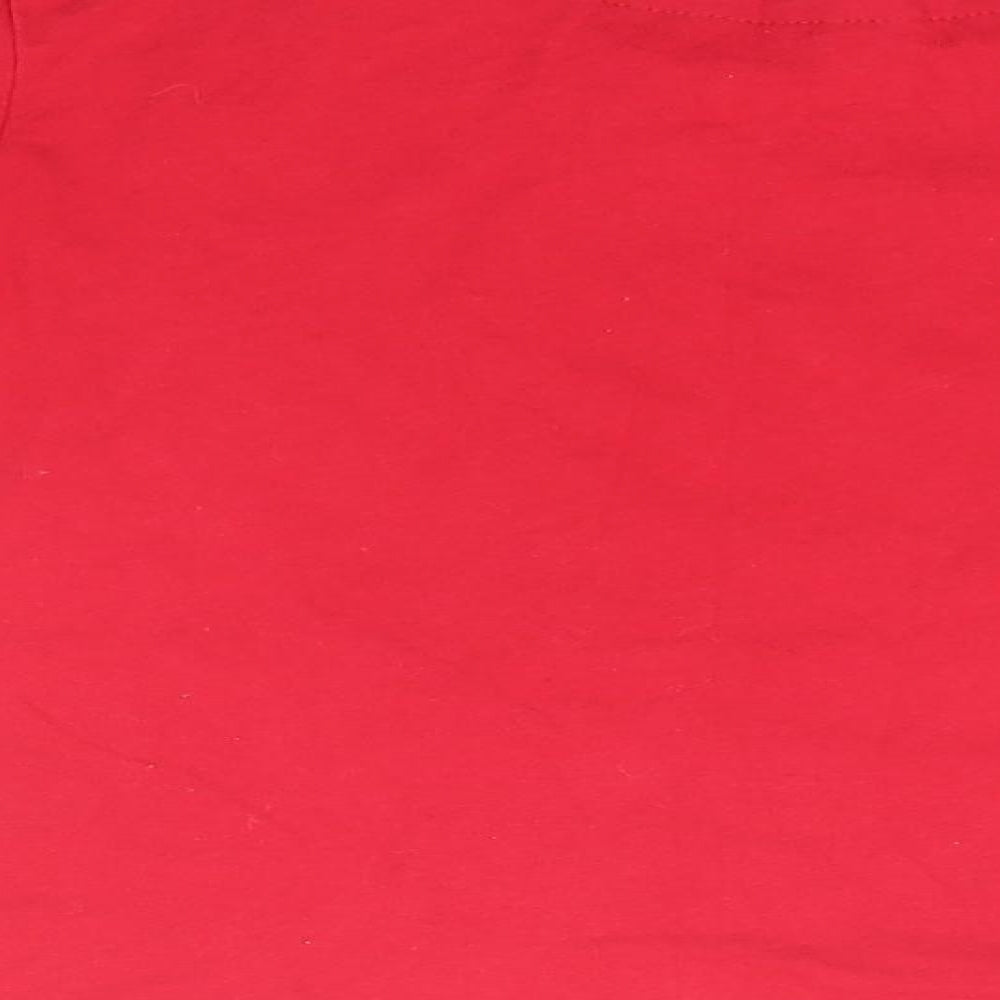 Disney Womens Red Cotton Basic T-Shirt Size 10 Round Neck - Mickey Mouse, Christmas