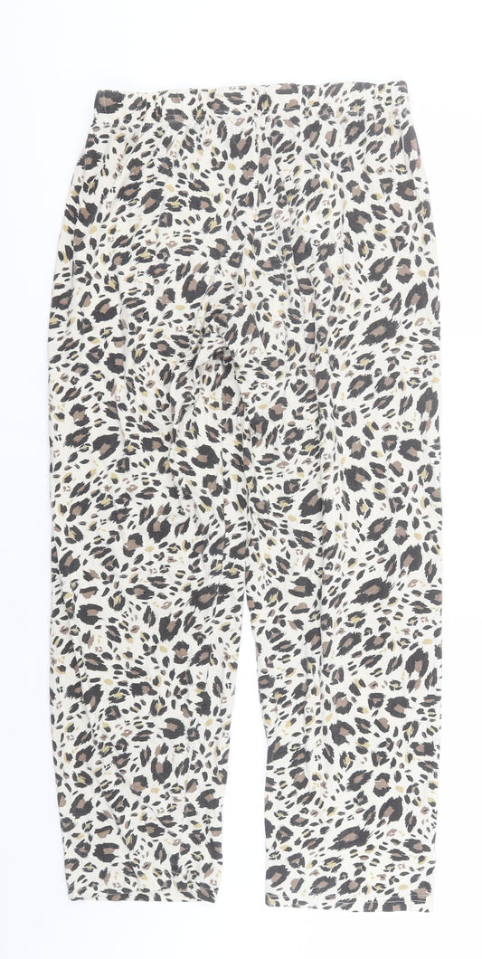 Primark Womens Ivory Animal Print Cotton Sweatpants Trousers Size 12 L26 in Regular
