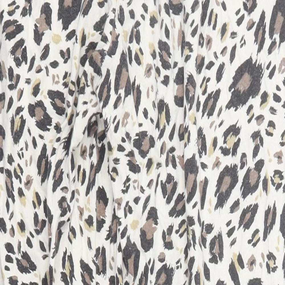 Primark Womens Ivory Animal Print Cotton Sweatpants Trousers Size 12 L26 in Regular