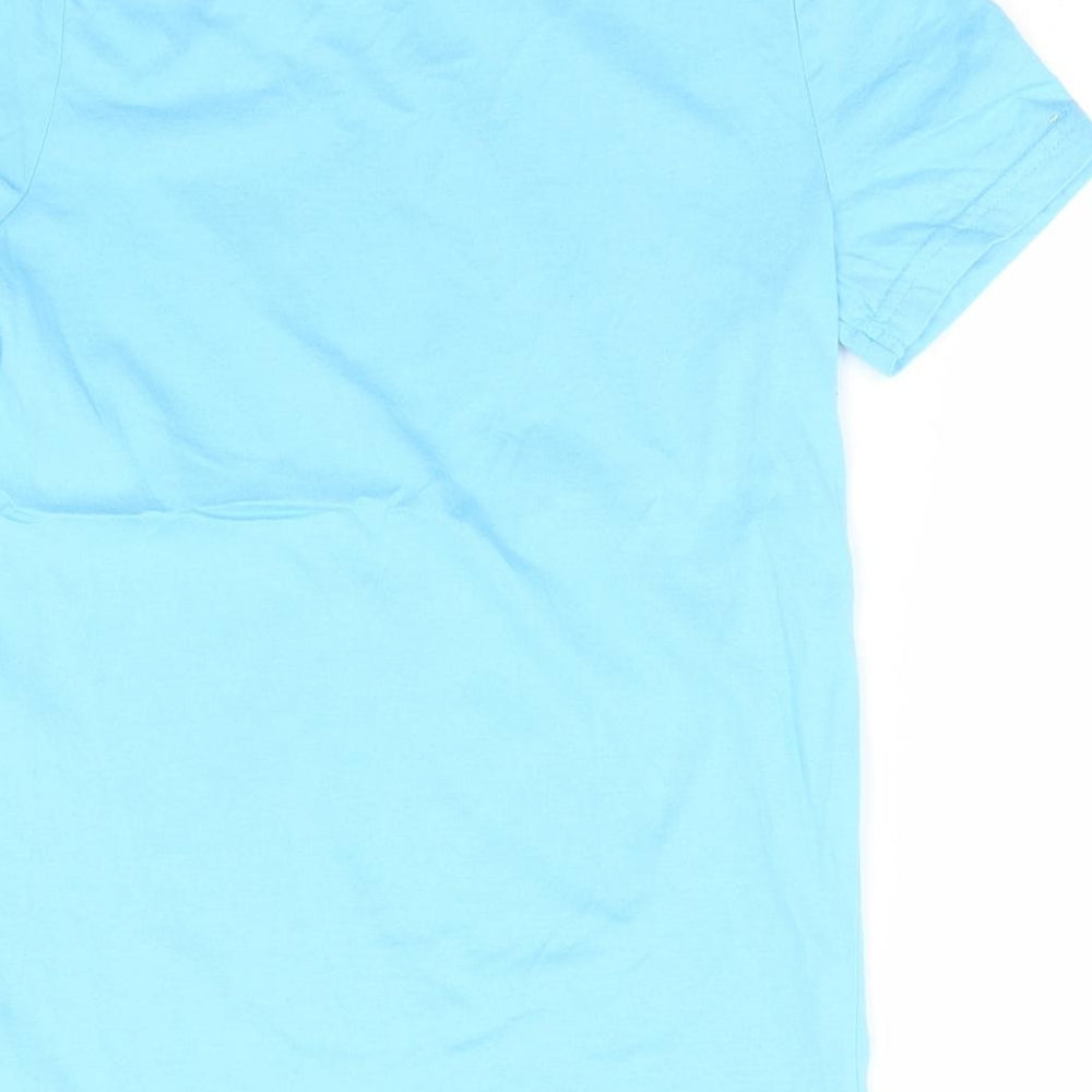 F&F Boys Blue Cotton Basic T-Shirt Size 10-11 Years Round Neck - Miami, Dinosaurs