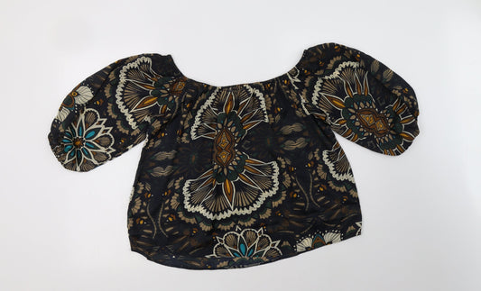 AX Paris Womens Black Floral Polyester Basic Blouse Size 8 Off the Shoulder