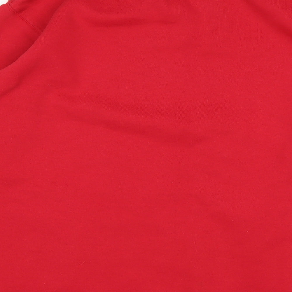 Brand and care label for JOIE DE VIURE women’s red polyester pullover sweatshirt, size UK 10