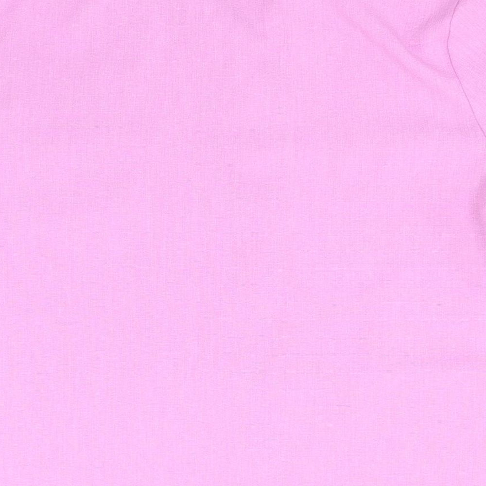 EWM Womens Pink Polyester Basic Button-Up Size 16 Collared