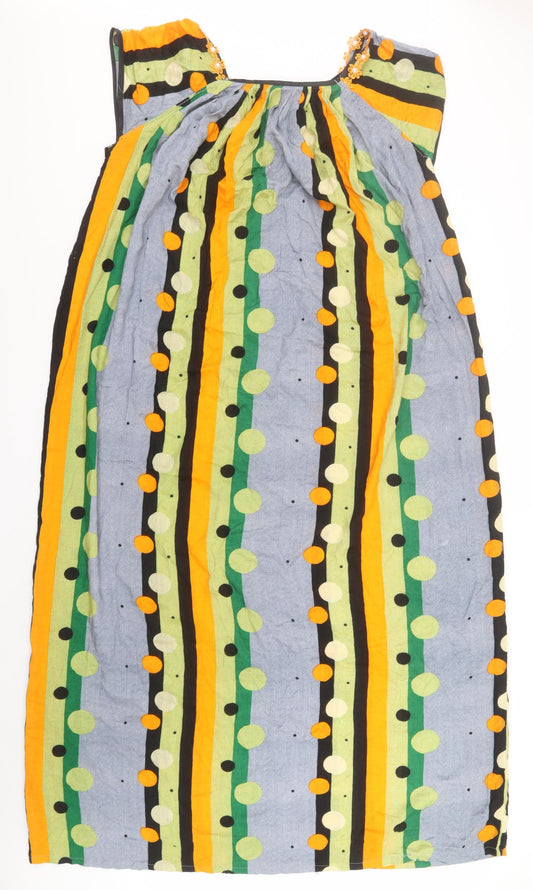 Preworn Womens Multicoloured Striped A-Line Boat Neck