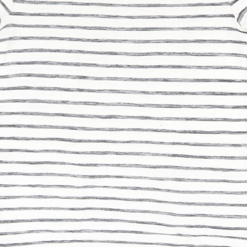 George Womens White Round Neck Striped Cotton Pullover Jumper Size 10