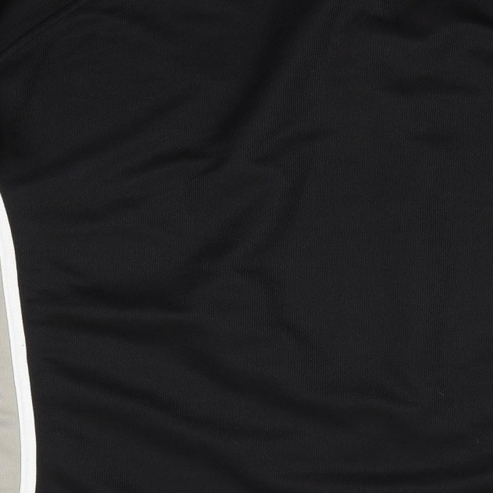 Brand and care label for Falcon men’s black polyester henley sweatshirt - black & taupe colour block