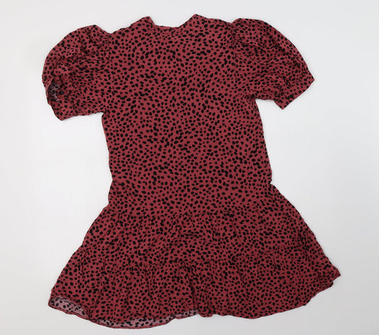 George Womens Pink Animal Print Viscose A-Line Size 8 V-Neck