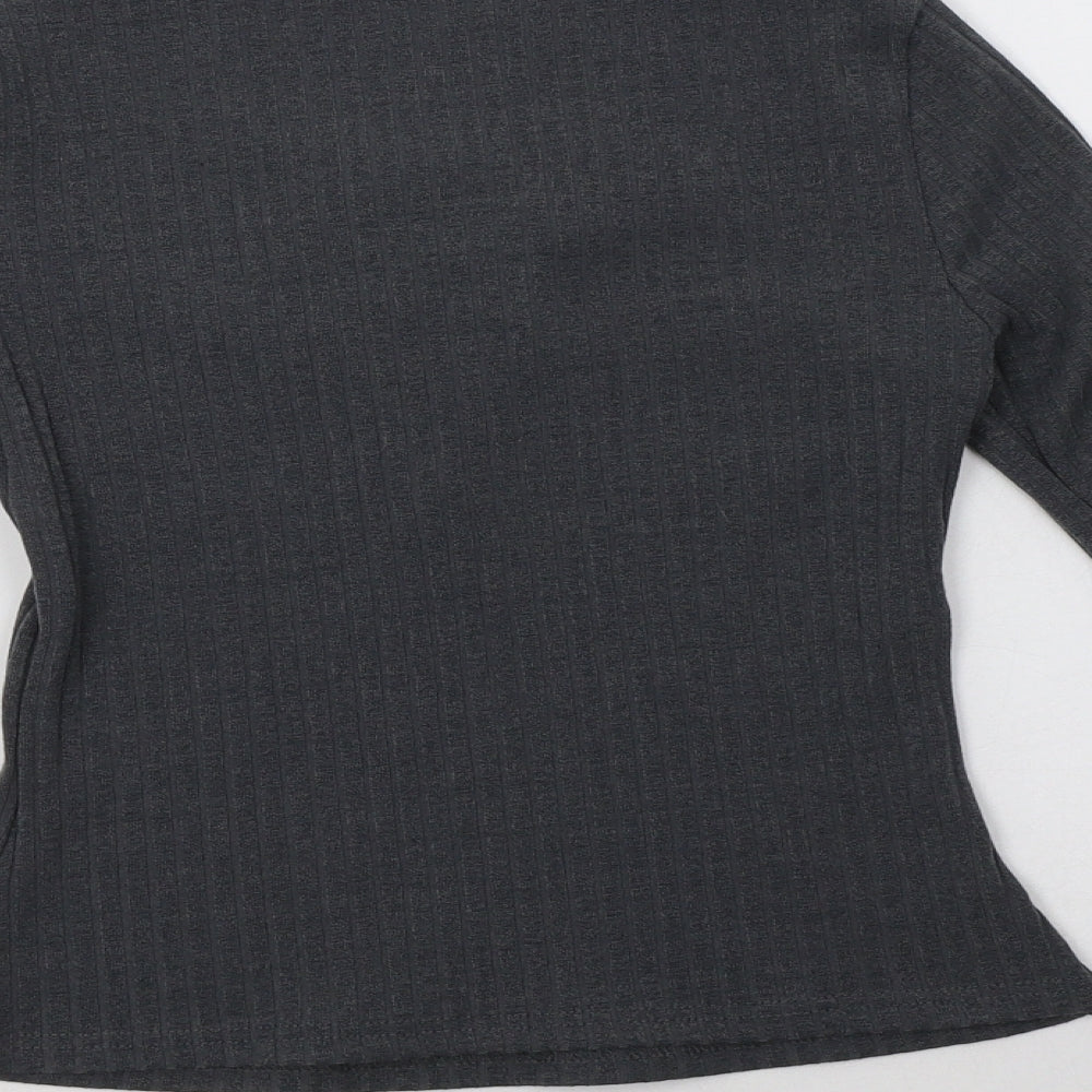 SheIn Womens Grey Polyester Basic Blouse Size XS V-Neck