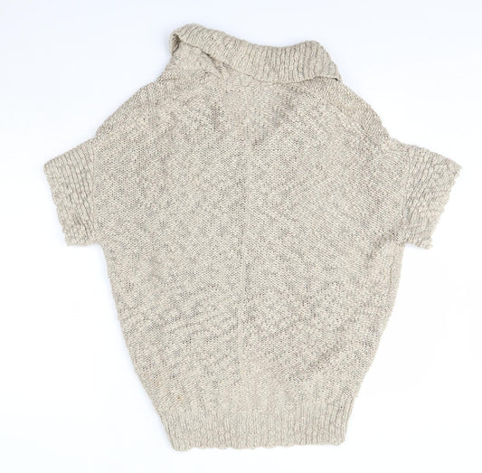 George Womens Beige Collared Acrylic Cardigan Jumper Size S