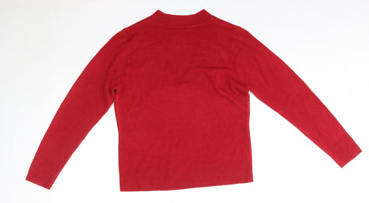 Key West Womens Red V-Neck Acrylic Pullover Jumper Size M