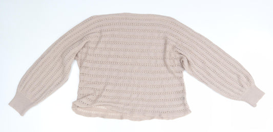 SheIn Womens Brown Round Neck  Acrylic Pullover Jumper Size 2XL