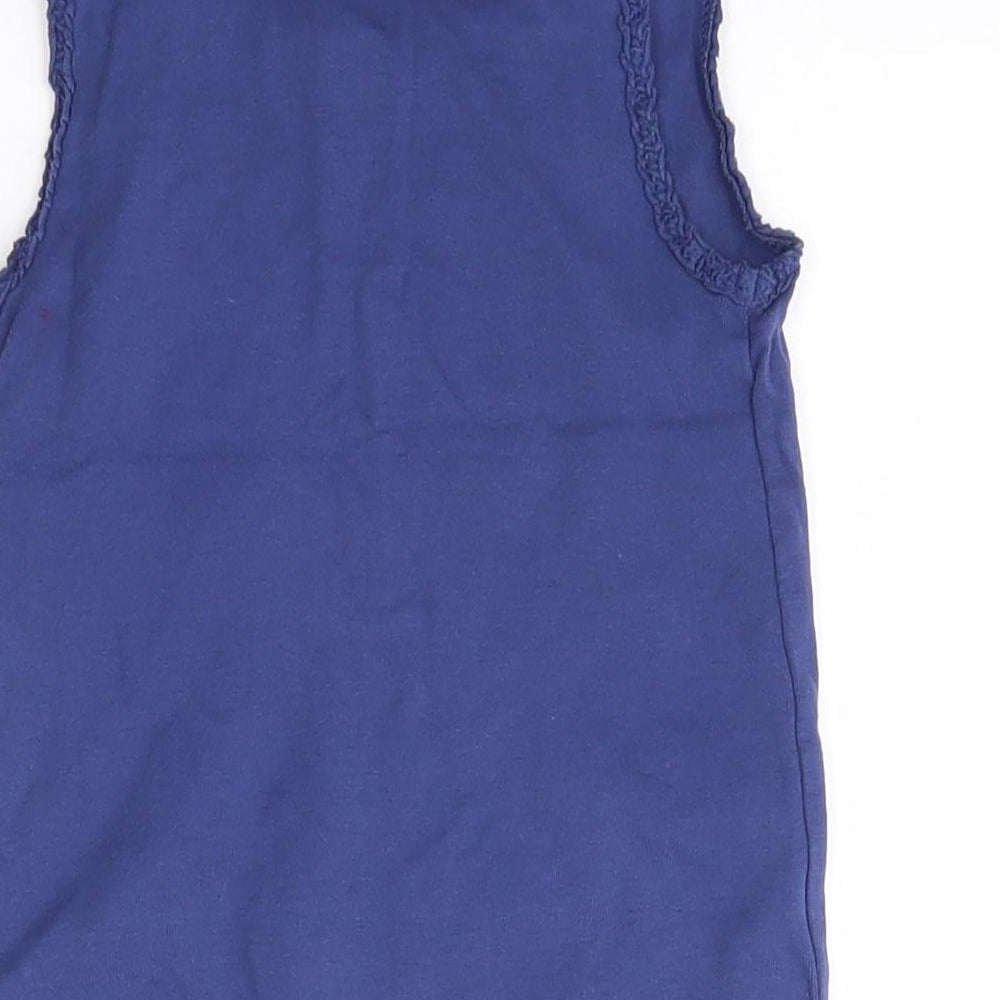 F&F Girls Blue 100% Cotton Basic Tank Size 5-6 Years Round Neck