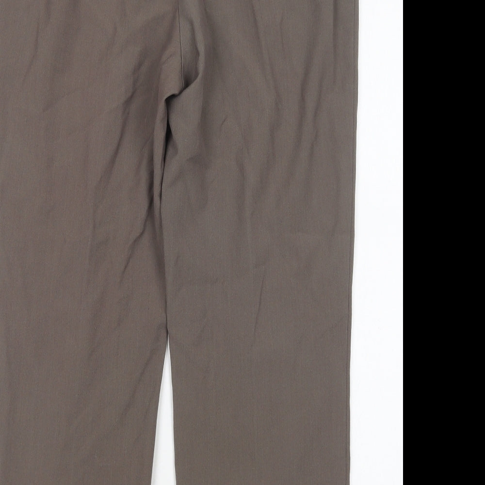 BM Womens Brown Polyester Trousers Size 14 L27 in Regular