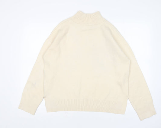 Primark Womens Beige Mock Neck Polyester Pullover Jumper Size S