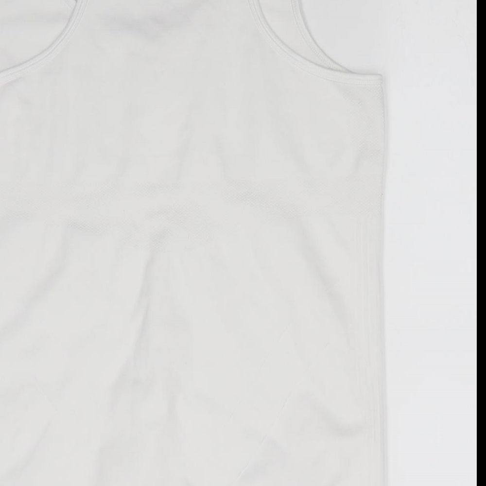 Crane Womens White Basic Tank Size L Scoop Neck Pullover