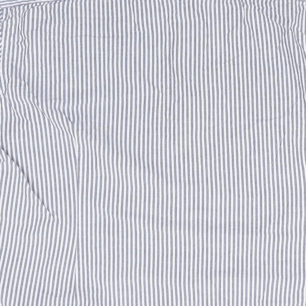 ASOS Mens Blue Striped Cotton Button-Up Size M Collared Button - Blue White Stripe