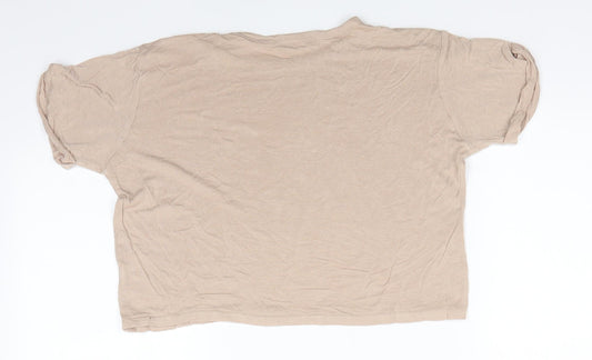 Womens UK Size 6 PRETTYLITTLETHING Beige Basic T-Shirt