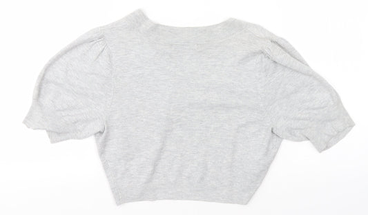 George Womens Grey Round Neck Viscose Cardigan Jumper Size 10
