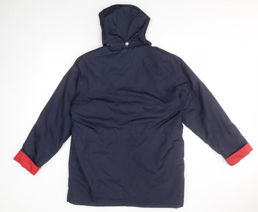 Back view of Classics women’s blue rain coat coat