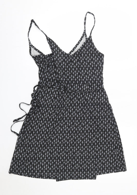 H&M Womens Black Cotton A-Line Size S V-Neck
