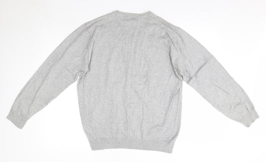 NEXT Mens Grey V-Neck Cotton Pullover Jumper Size M