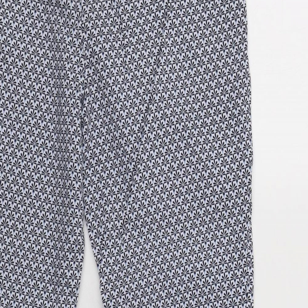 Primark Womens Blue Floral Cotton Dress Pants Trousers Size 8 L28 in Regular Hook & Loop