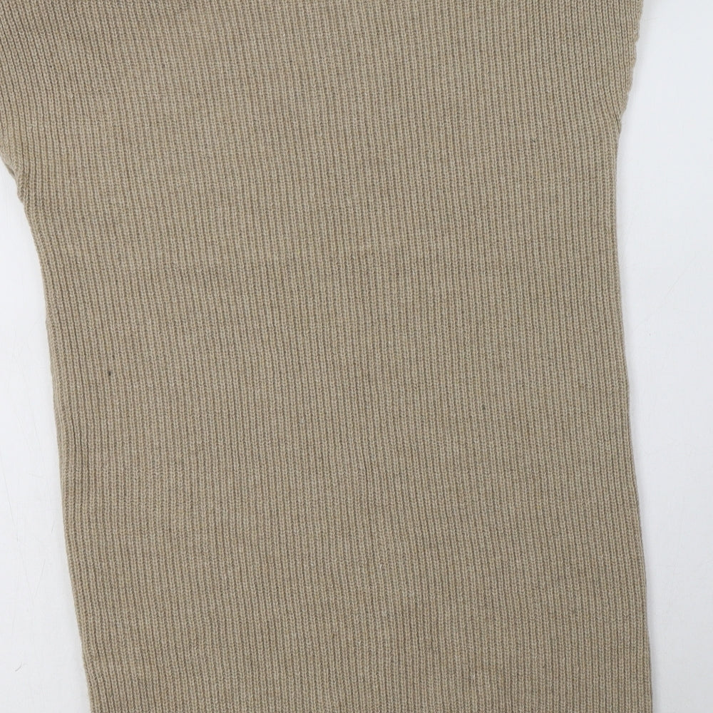 Nasty Gal Womens Beige Acrylic Jumper Dress Size S Mock Neck - Shoulder Pads