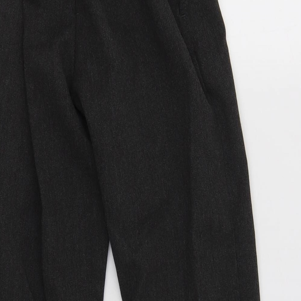 Brand and care label for F&F boys’ grey polyester dress pants trousers, size 5-6, years regular hook & loop - school wear