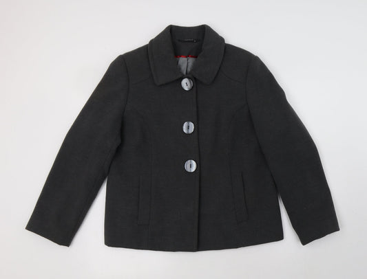 Womens UK Size 14 BM Grey Pea Coat