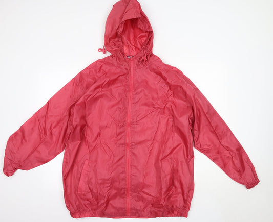 Additional front view of Isle women’s pink rain coat coat, size M