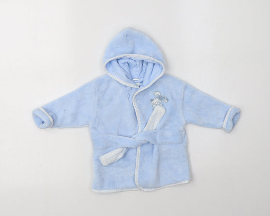 Preworn Baby Blue Solid Polyester Kimono Robe Size 6-9 Months