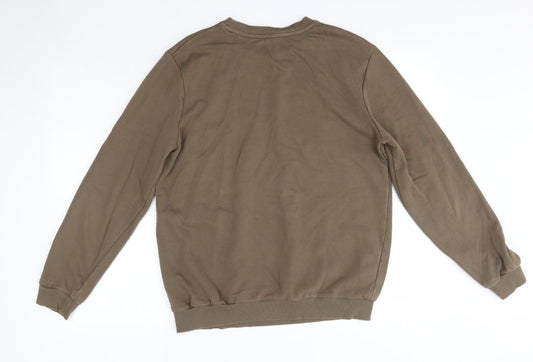 New Look Mens Green Round Neck Cotton Pullover Jumper Size S