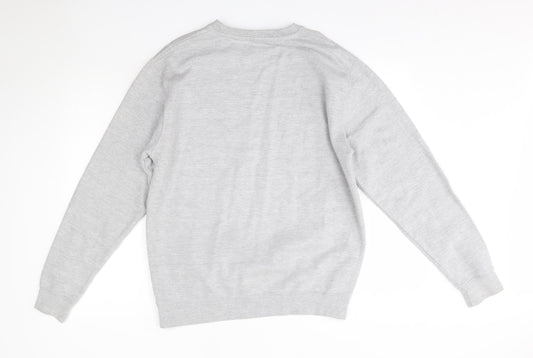 Awdis Mens Grey Round Neck Cotton Pullover Jumper Size M - Chemistry