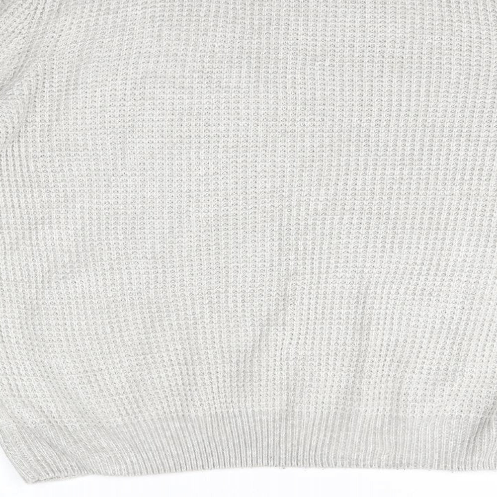 New Look Mens Grey Round Neck Acrylic Pullover Jumper Size S