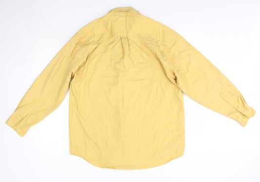 Mens UK Size M Northwood Yellow Button-Up Long Sleeve Casual Shirt