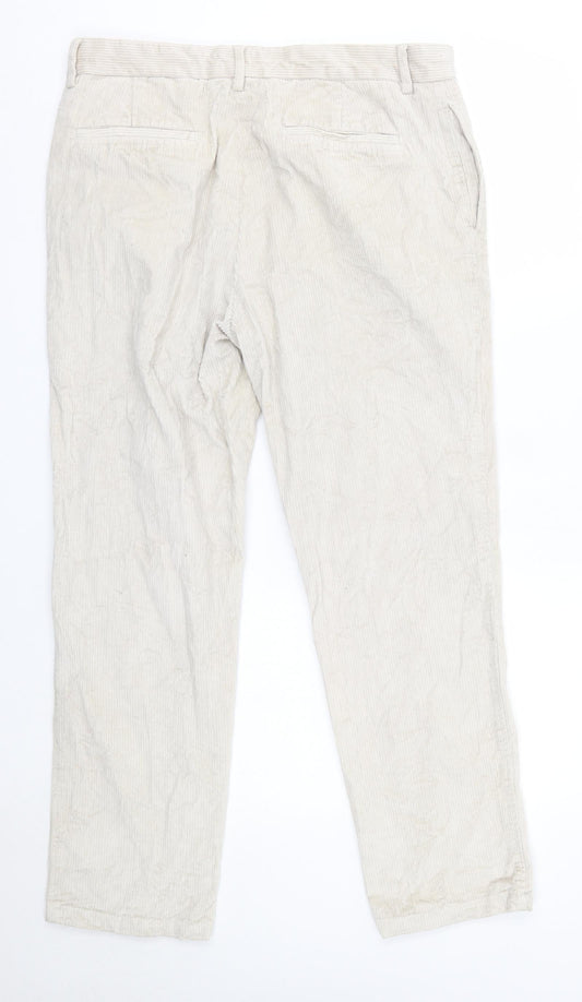 Mason Mens Ivory Cotton Trousers Size 34 in L28 in Regular