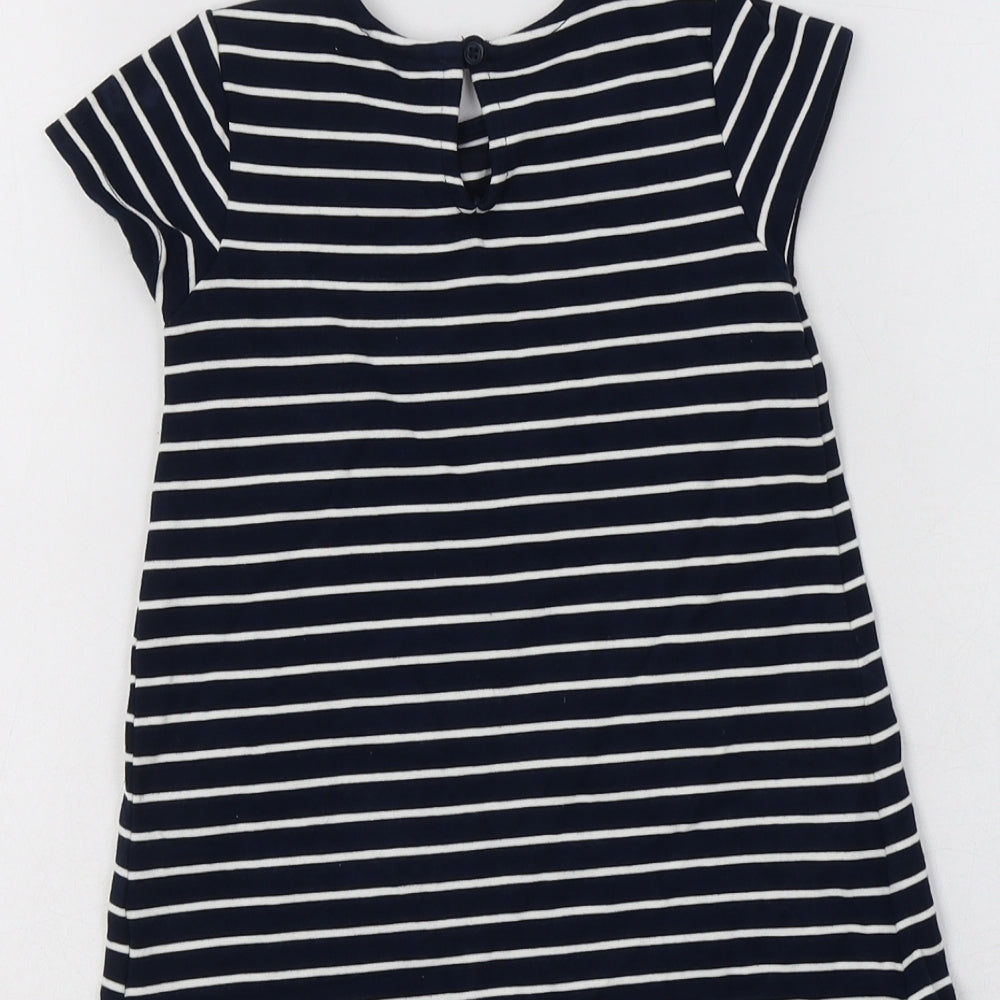 NEXT Baby Blue Striped Viscose A-Line Size 12-18 Months Crew Neck Button